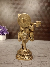 DecorsOne Brass Krishna Standing on Lotus Base Antique Idol- 9″