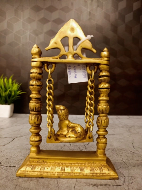 DecorsOne Brass Swing Baby Krishna Idol 9''