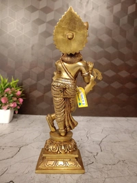 DecorsOne Brass Krishna with Floral Base Idol- 10″