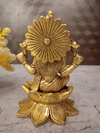 Brass Lakshmi Idol Sitting On Lotus Base
