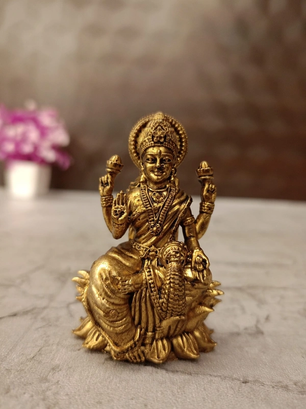 DecorsOne Brass Fine art Lotus Lakshmi idol