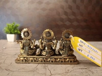 Brass Lakshmi Sarsawathi Ganesha Sitting On Rectangle Base
