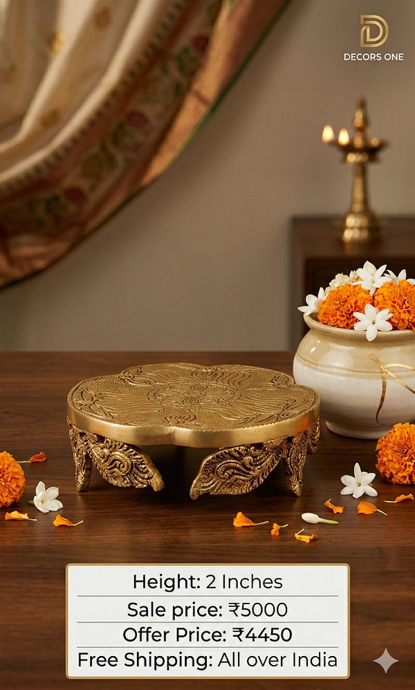 Brass Lotus design Chowki 2"