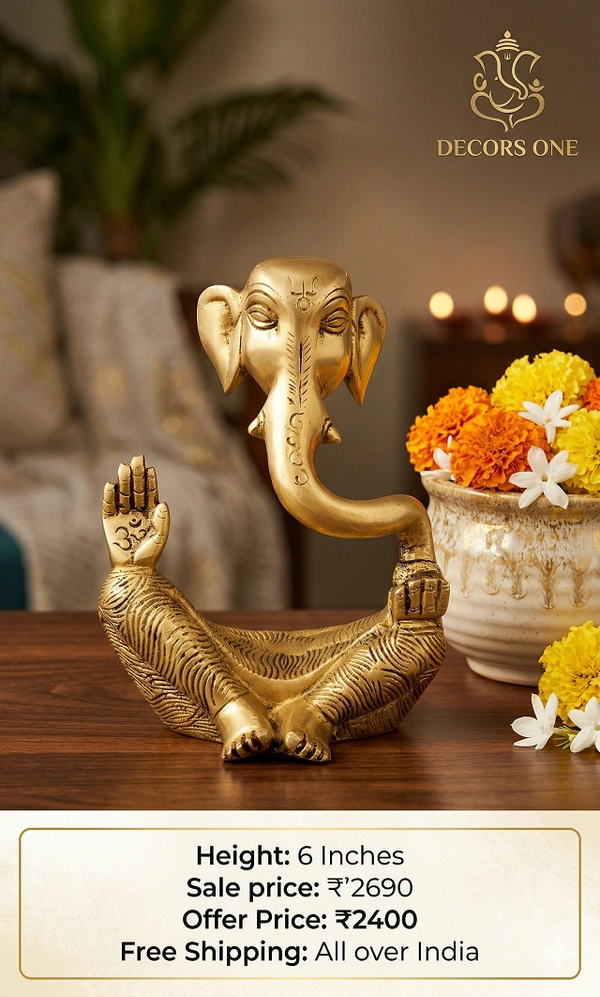 DecorsOne Brass Modern Ganesha Idol 6''