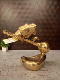 DecorsOne Brass Modern Ganesha with Veena 9.5”