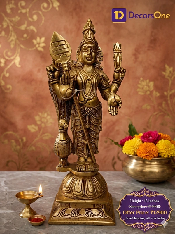 DecorsOne Brass Murugan Idol 15"