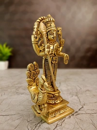 DecorsOne Brass Murugan With Peacock Idol 6"