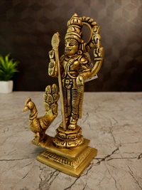 DecorsOne Brass Murugan With Peacock Idol 6"