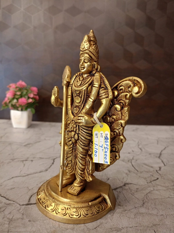 Brass Murugan Idol Embrace Divine Wisdom and Courage