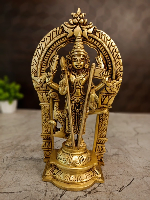 DecorsOne Brass Thiruchendur Murugan With Thiruvachi 10"