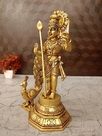 DecorsOne Brass Murugan With Peacock 10.5"