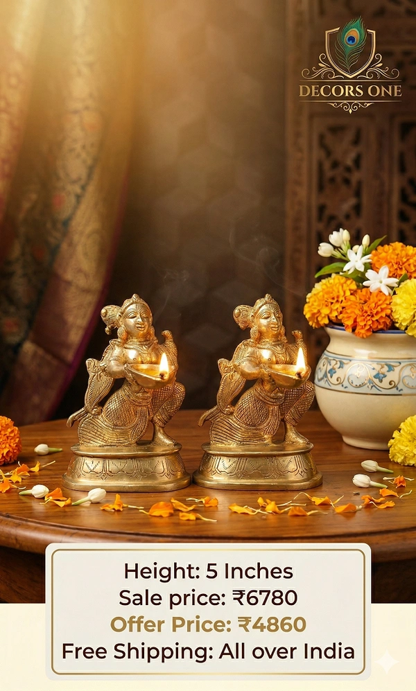 Brass Sitting Paavai Diya Set- 5″