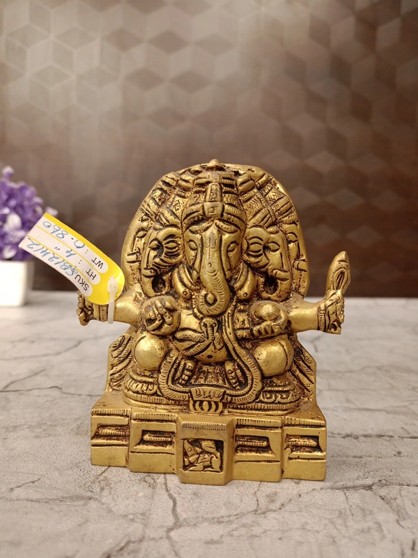 Brass Panjamuga Ganesha / Divine Energy And Protection , Antique And Handicraft Idol