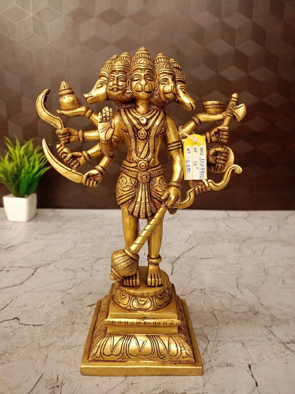 Brass Standing Panjamuga Hanuman Statue