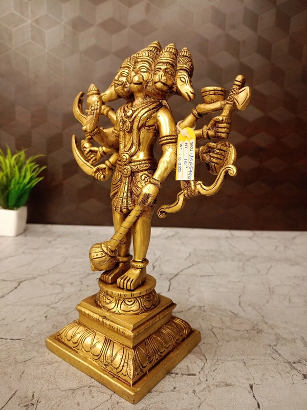 Brass Standing Panjamuga Hanuman Statue