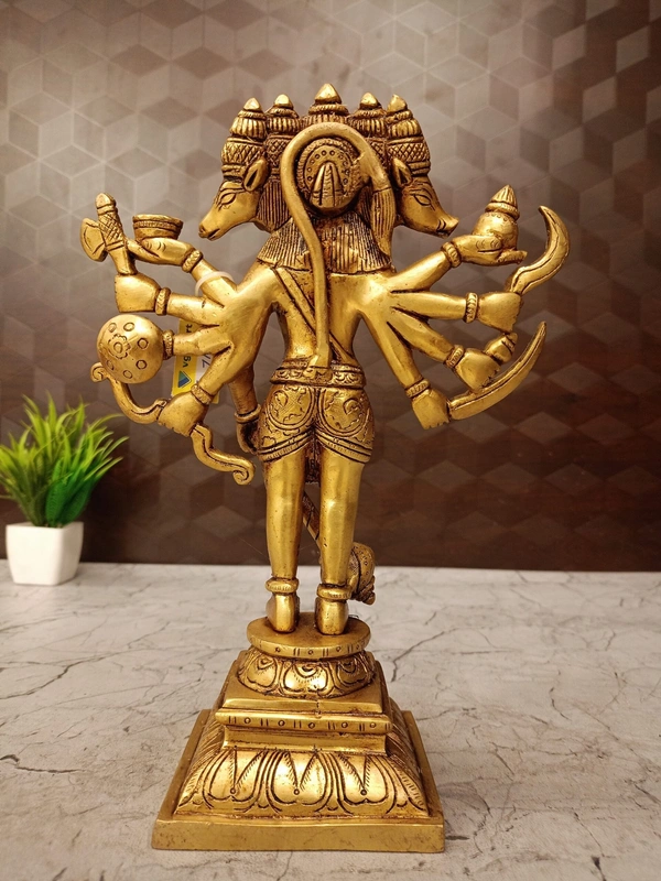 Brass Standing Panjamuga Hanuman Statue