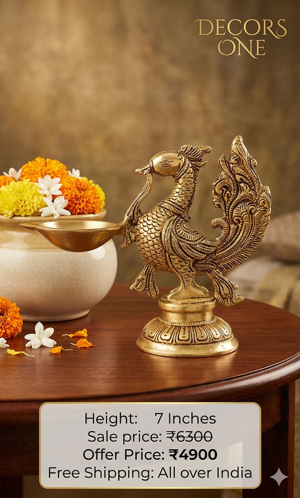 Brass Annam Holding Diya 7"