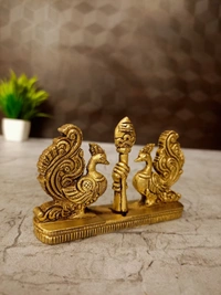 DecorsOne Brass Two Peacock With Vel 3"