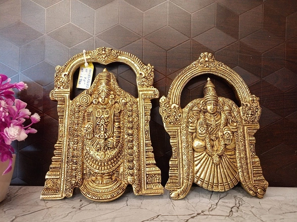 Brass Lord Balaji and Padmavathithayar Wall Mount Idol