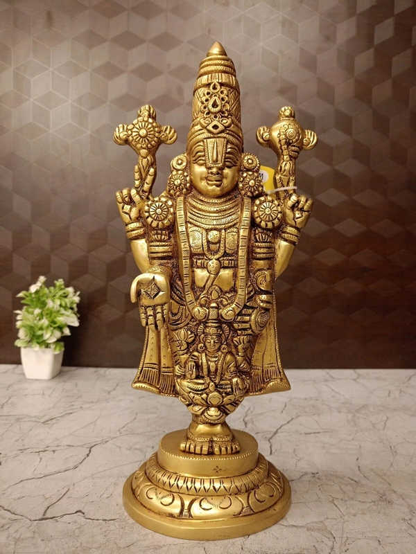 Handcrafted Brass Balaji Idol - Perfect for Pooja & Gifting / Venkateshwara Idol for Home & Office