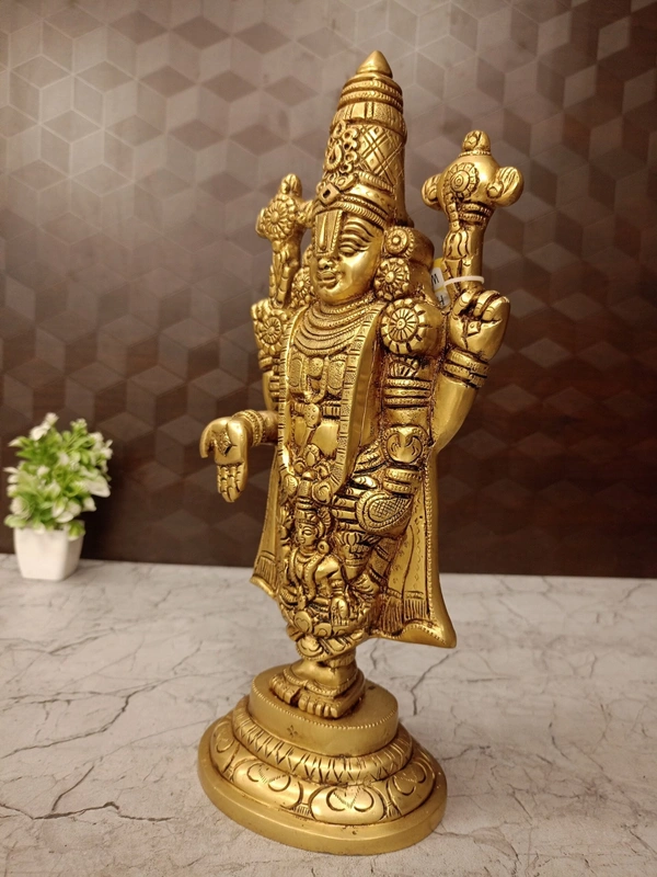 Handcrafted Brass Balaji Idol - Perfect for Pooja & Gifting / Venkateshwara Idol for Home & Office