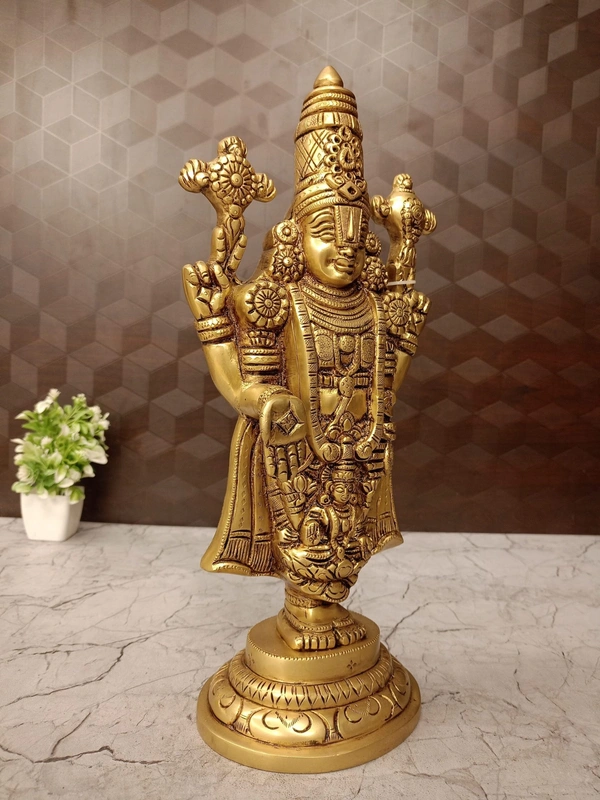 Handcrafted Brass Balaji Idol - Perfect for Pooja & Gifting / Venkateshwara Idol for Home & Office