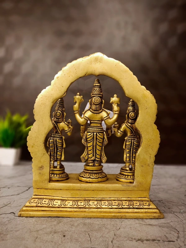 DecorsOne Brass Perumal With Sridevi Budevi Idol 8''