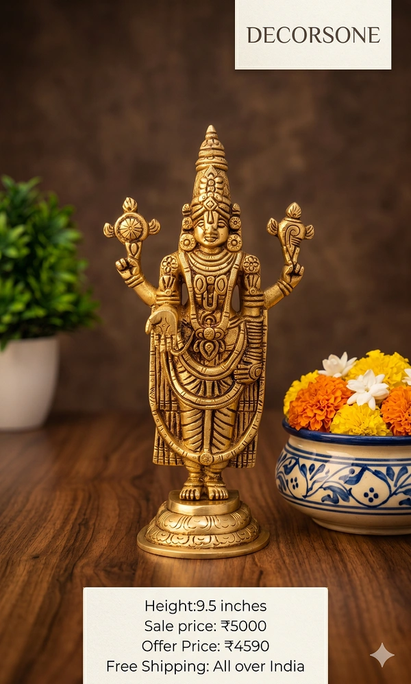 DecorsOne Brass Balaji Idol 9.5"