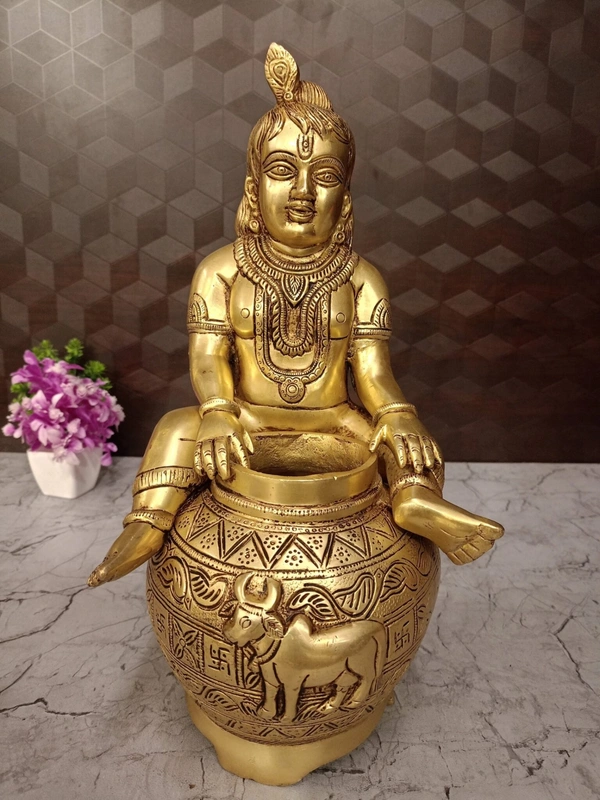 Buy Superfine Brass Laddu Gopal With pot Idol