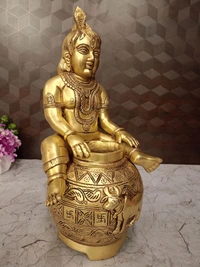 Buy Superfine Brass Laddu Gopal With pot Idol