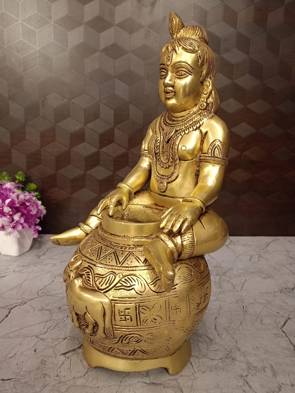 Buy Superfine Brass Laddu Gopal With pot Idol