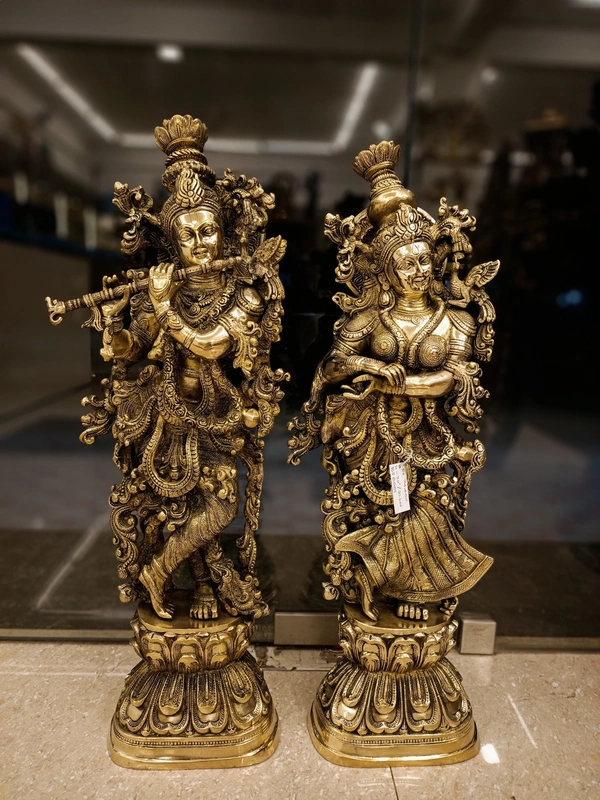 DecorsOne Brass Radha Krishna Idol Antique Finish 30''
