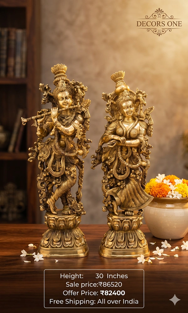 DecorsOne Brass Radha Krishna Idol Antique Finish 30''
