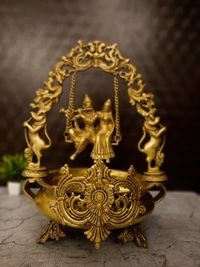 DecorsOne Brass Radha Krishna Uruli Golden Finish 20''