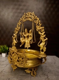 DecorsOne Brass Radha Krishna Uruli Golden Finish 20''