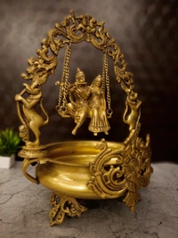 DecorsOne Brass Radha Krishna Uruli Golden Finish 20''