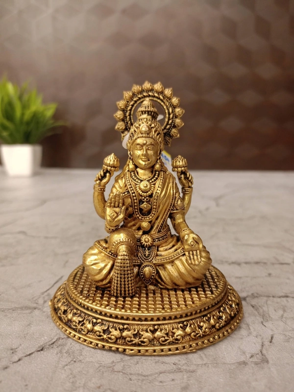 Brass Fine Art Lakshmi Idol Sitting On Oval Base
