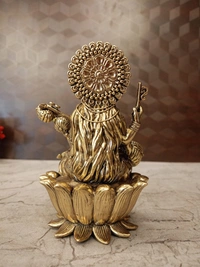 Brass Fine Art Saraswathi Idol Sitting On Lotus
