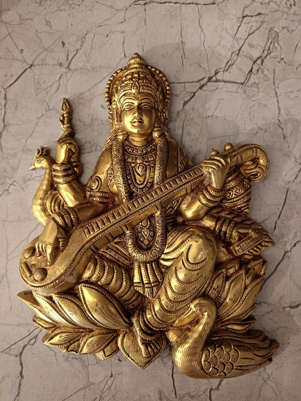 Brass Saraswathi Wall Mount Idol