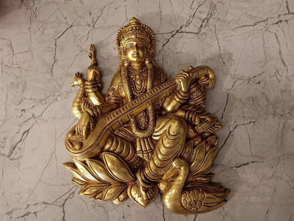 Brass Saraswathi Wall Mount Idol