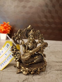 Brass Fine Art Saraswathi With Thiruvachi Idol For Pooja