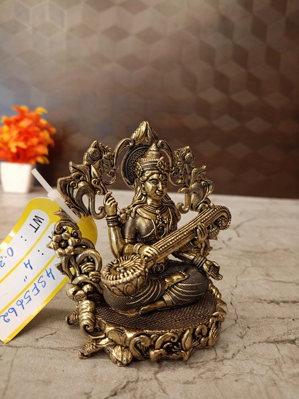 Brass Fine Art Saraswathi With Thiruvachi Idol For Pooja
