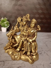 Brass Divine Brass Shiva Family Idol: Harmony, Protection & Prosperity for Your Home