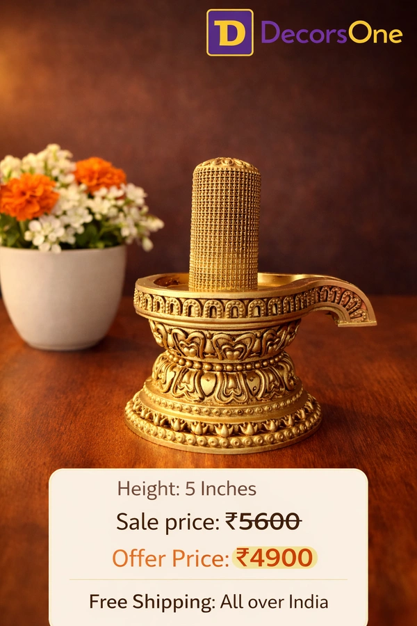 DecorsOne Brass Fine Art 1008 Shivalingam Idol 5"