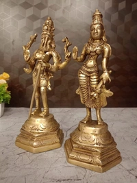 DecorsOne Brass Lord Shiva and Parvati Brass Statue 11"