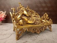 DecorsOne Brass Sofa Ganesha Idol , Divine Comfort & Elegant Decor / Gifts For Weddings