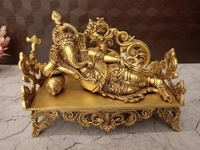 DecorsOne Brass Sofa Ganesha Idol , Divine Comfort & Elegant Decor / Gifts For Weddings