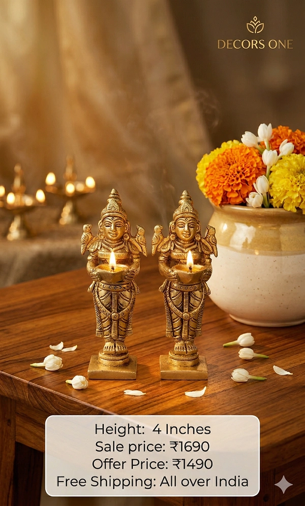 Brass Paavai Diya 4" (Pair)