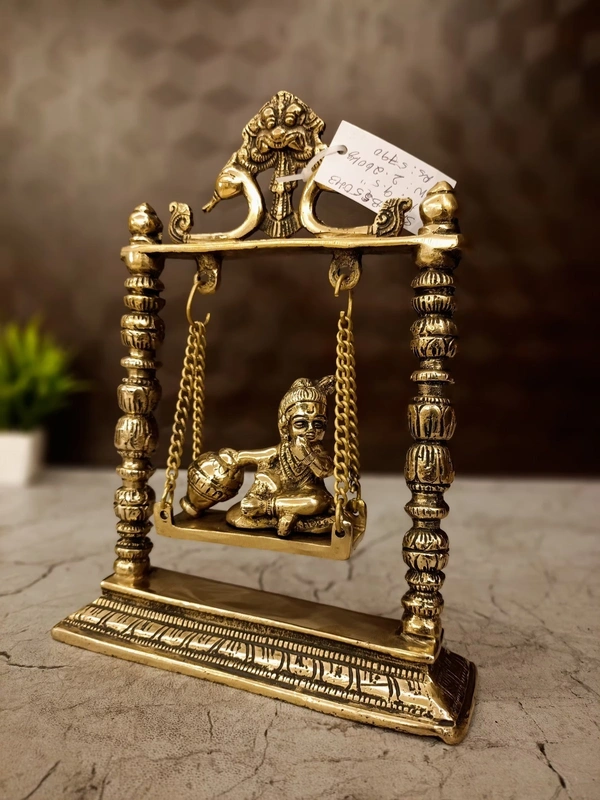 DecorsOne Brass Swing Baby Krishna Idol 9.5''