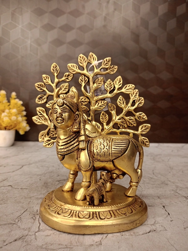 DecorsOne Brass Tree Kamadhenu Idol 7.5”
